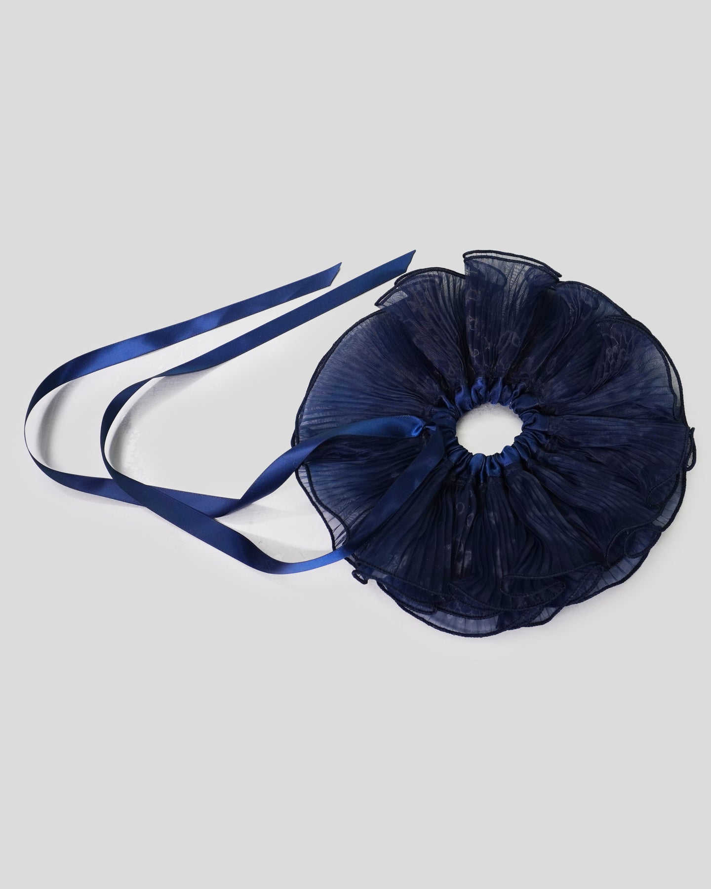 Navy Big Orchid Scrunchie